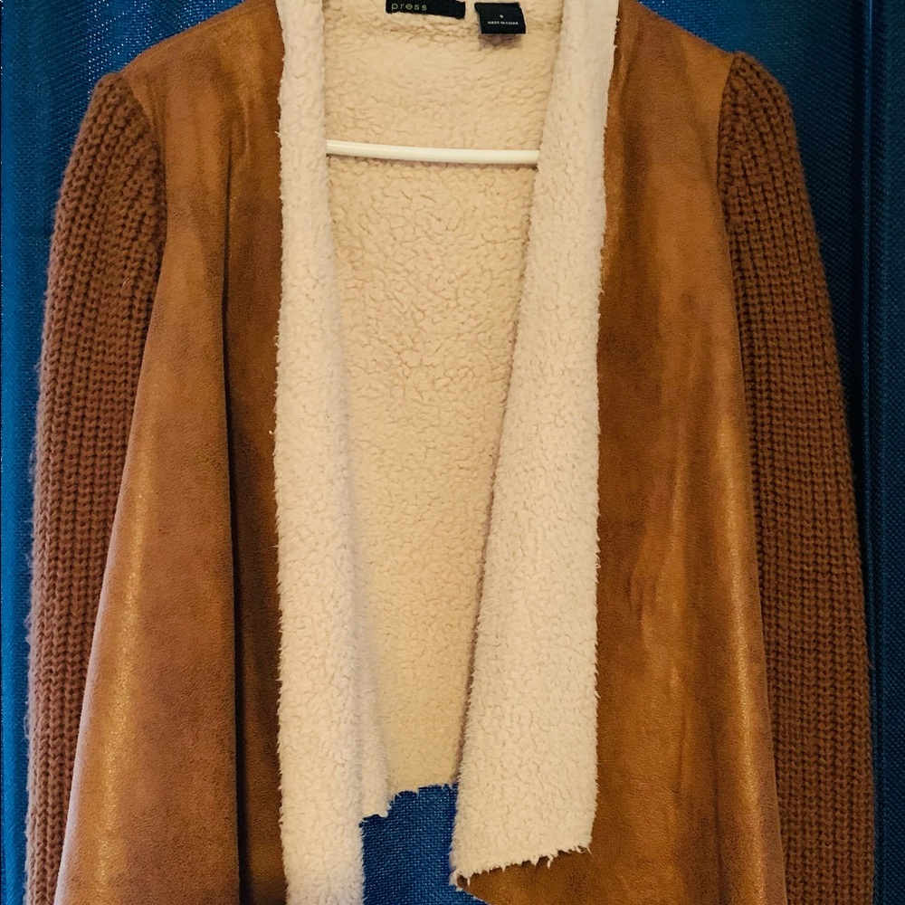 Brown Faux Fur Jacket by Press. Size S. Only worn twice like new. 100% Polyester